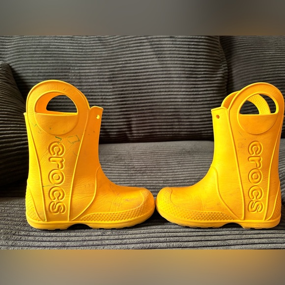 CROCS Kids Yellow Rain Boots - Picture 8 of 8